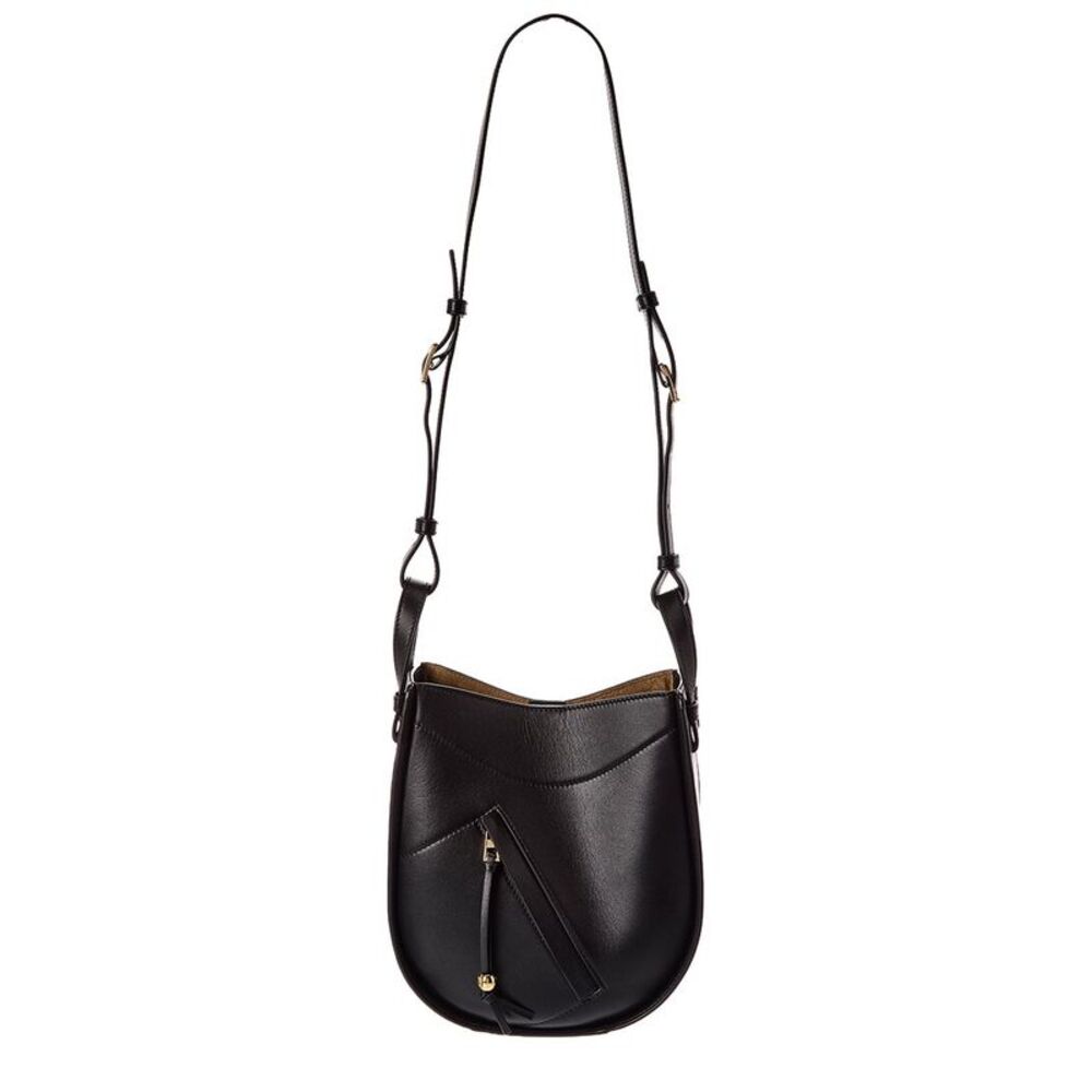 Loewe Hammock Slice Leather Hobo Bag, Black